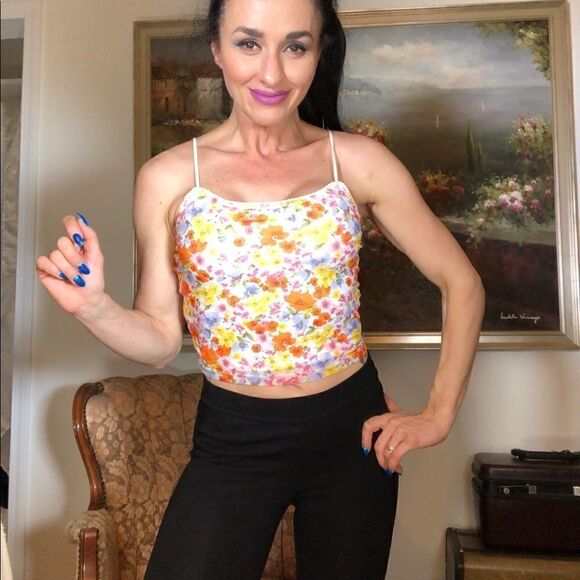 Forever 21 floral tank top spaghetti straps - Picture 1 of 5